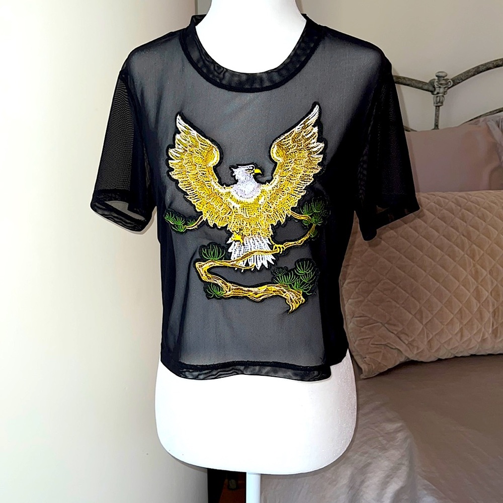 Emma & Sam Eagle appliqué Mesh Top